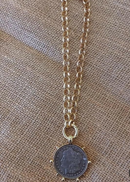 Collar moneda enchapado en oro