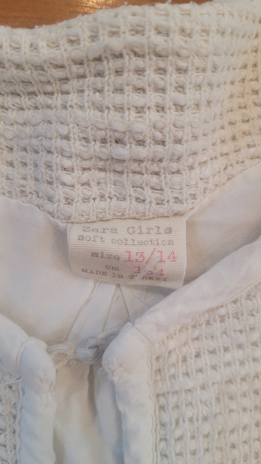 Chaqueta lino Zara color beige, talla 16 S