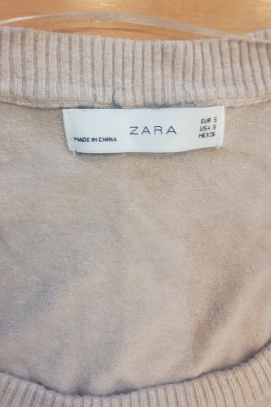 Chaleco largo Zara Talla S, tejido. Color beige