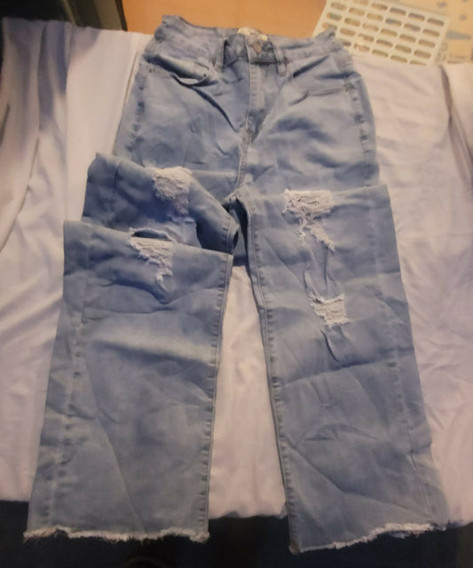 2 jeans Palazzo talla 40, rasgados.