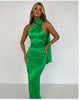 Vestido verde satin