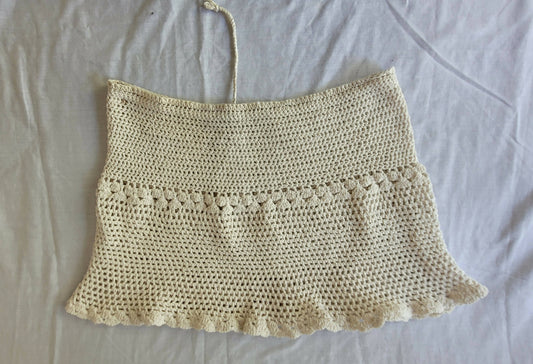 Falda tejida Crochet beige S