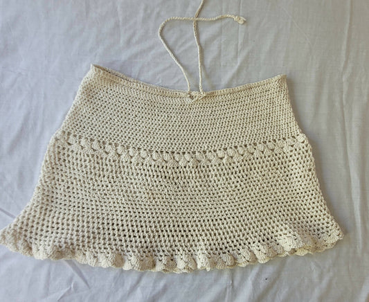 Falda tejida Crochet beige S